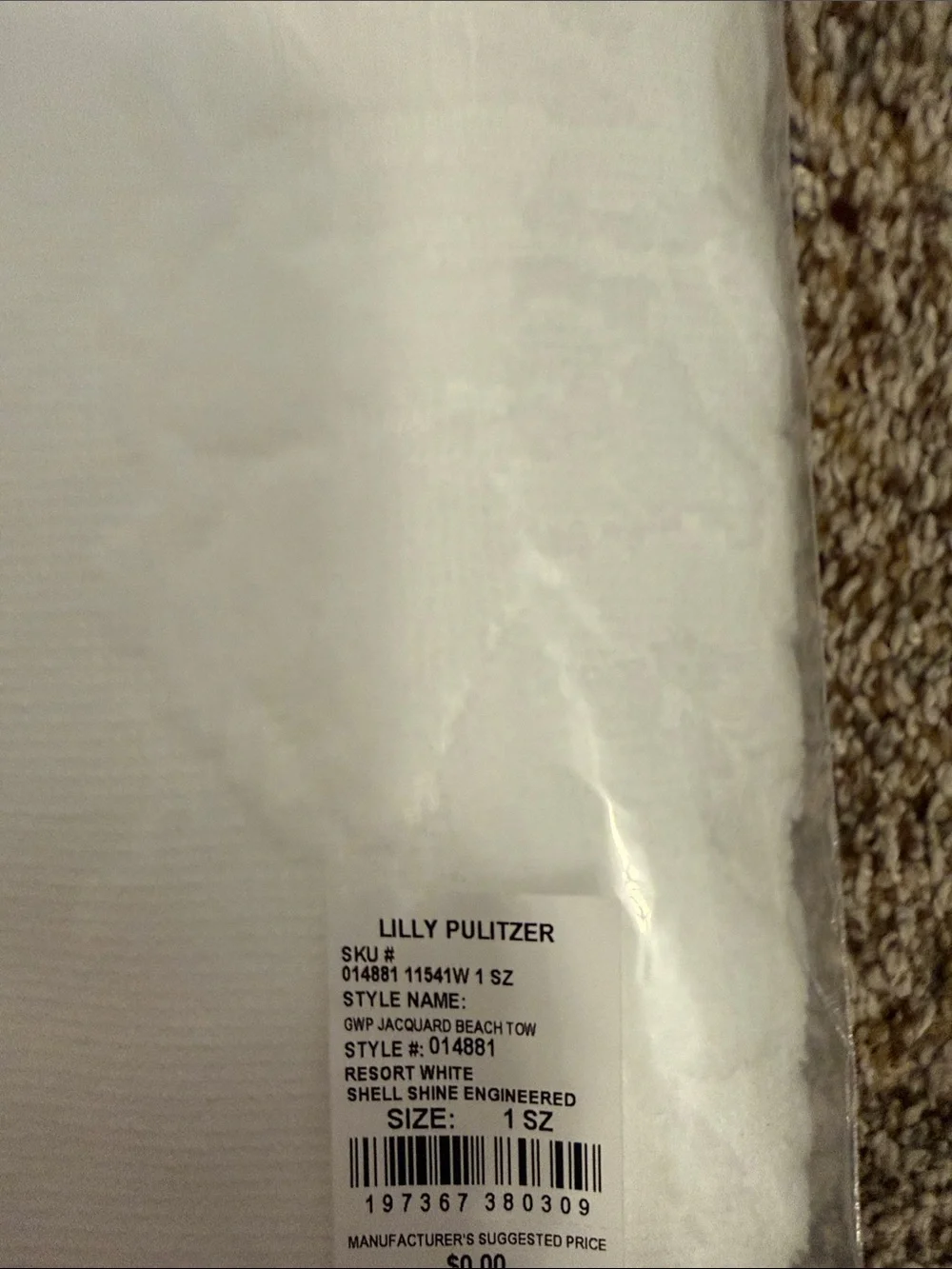Brand New Lilly Pulitzer White Textured Beach Towel
